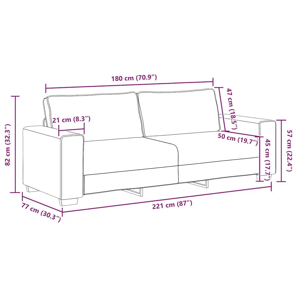 2 Piece Sofa Set Grey Fabric Living Room Lounge Couch with Cushions Armrests