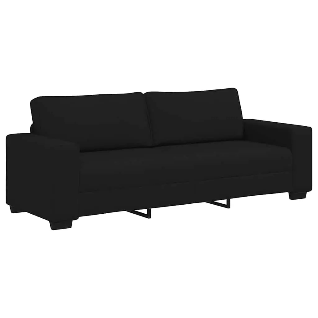 2 Piece Sofa Set Black Fabric Lounge Suite Living Room Furniture