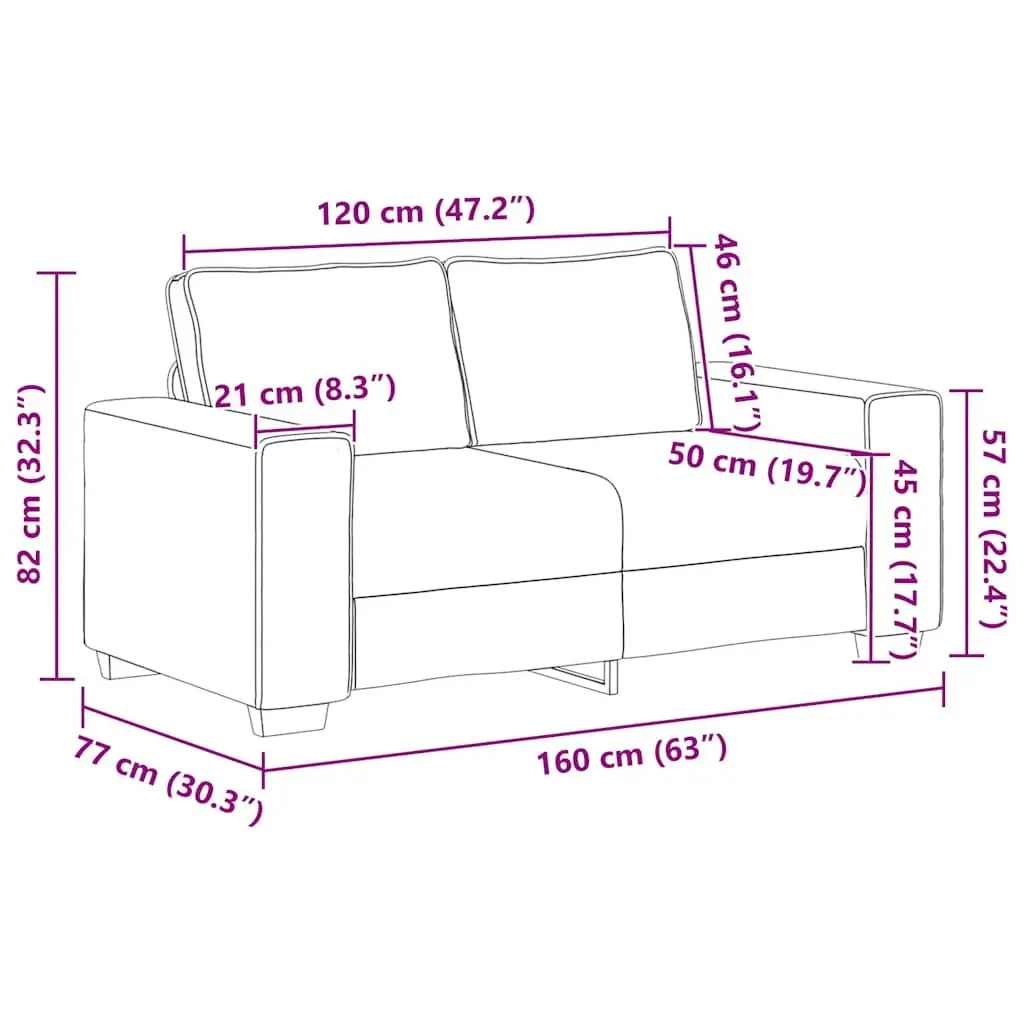 2 Piece Sofa Set Black Fabric Lounge Suite Living Room Furniture