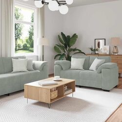 2 Piece Grey Velvet Sofa Set