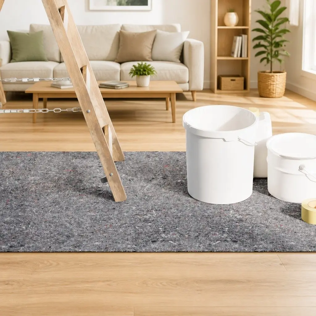 Painter Fleece Floor Protection Non-slip 10m x 1m Grey 2 Piece