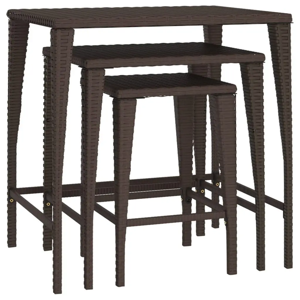 Nesting Tables Brown Outdoor Furniture 3 Piece Stackable Patio Side Table