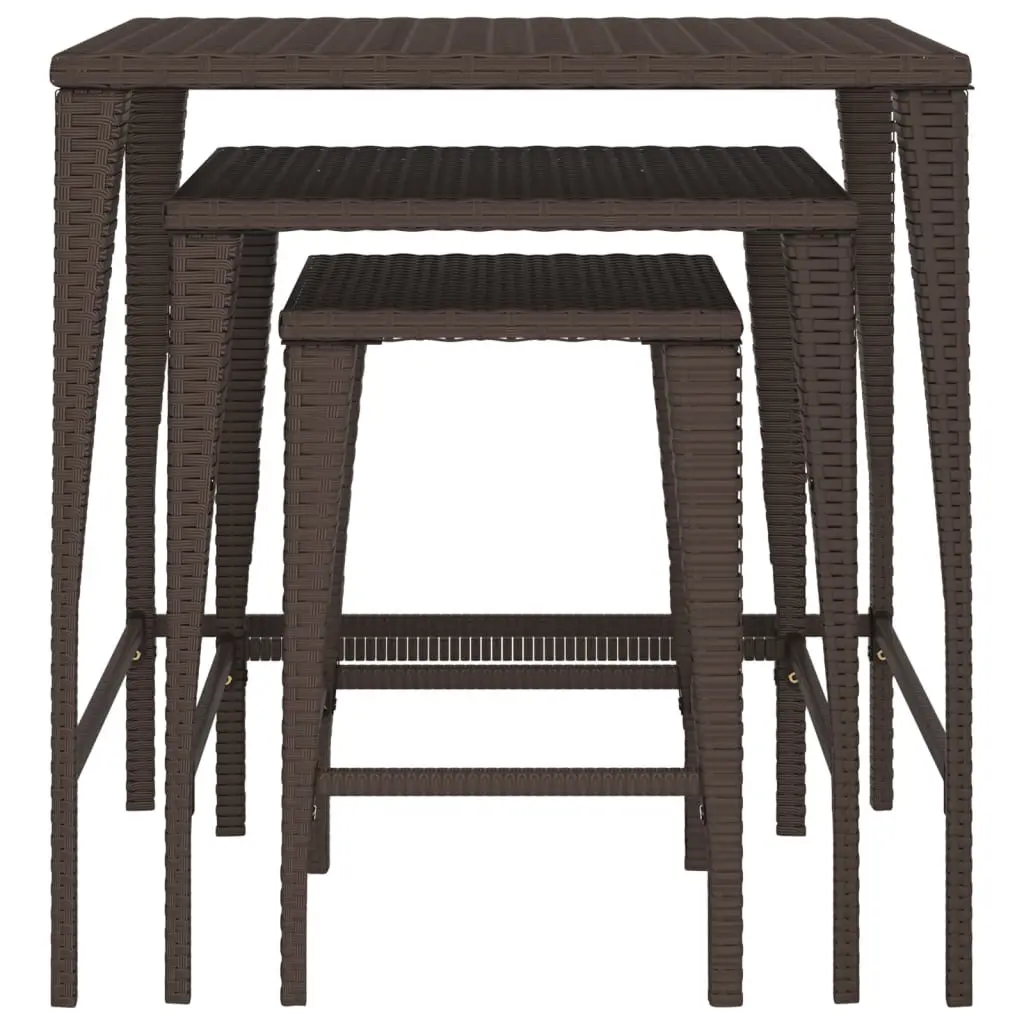 Nesting Tables Brown Outdoor Furniture 3 Piece Stackable Patio Side Table
