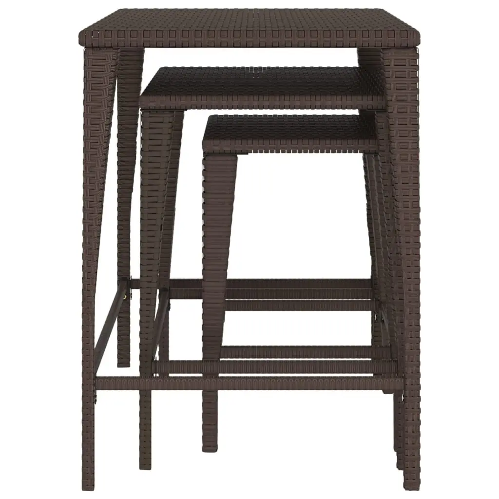 Nesting Tables Brown Outdoor Furniture 3 Piece Stackable Patio Side Table