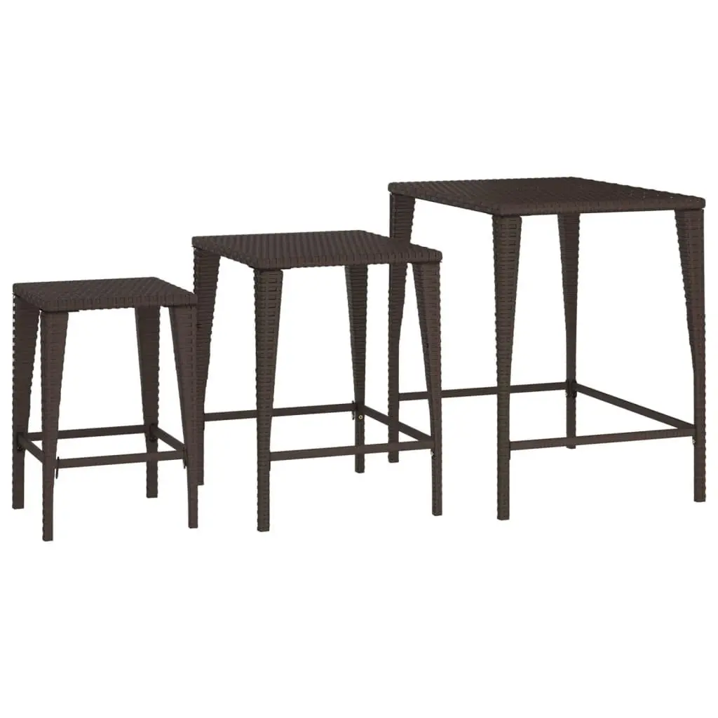 Nesting Tables Brown Outdoor Furniture 3 Piece Stackable Patio Side Table