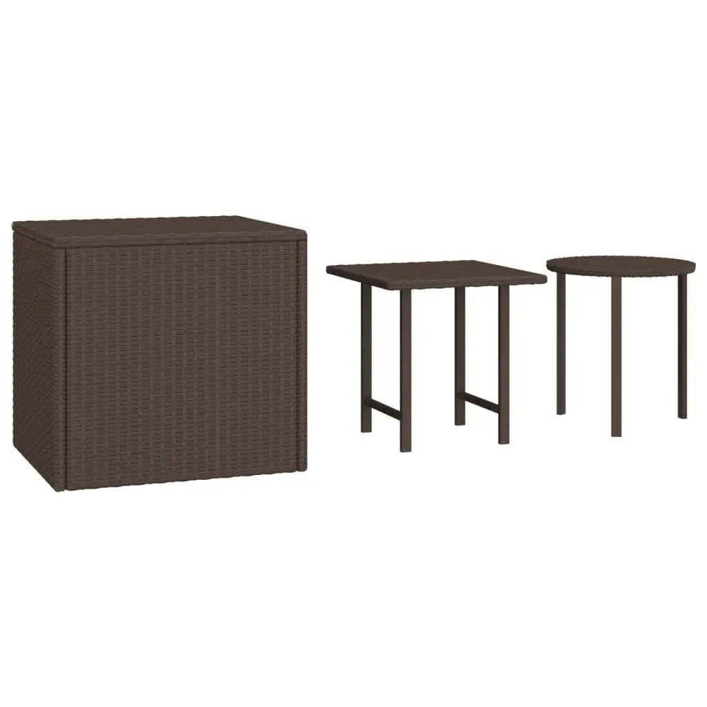 Garden Side Tables Set 3 pcs Outdoor Patio Furniture Brown Poly Rattan