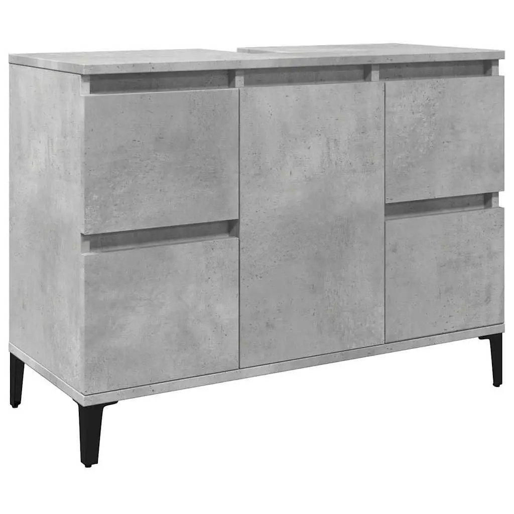 Grey Storage Cabinet Bathroom Furniture Set 3 Piece Wall Mount Vanity Cupboard