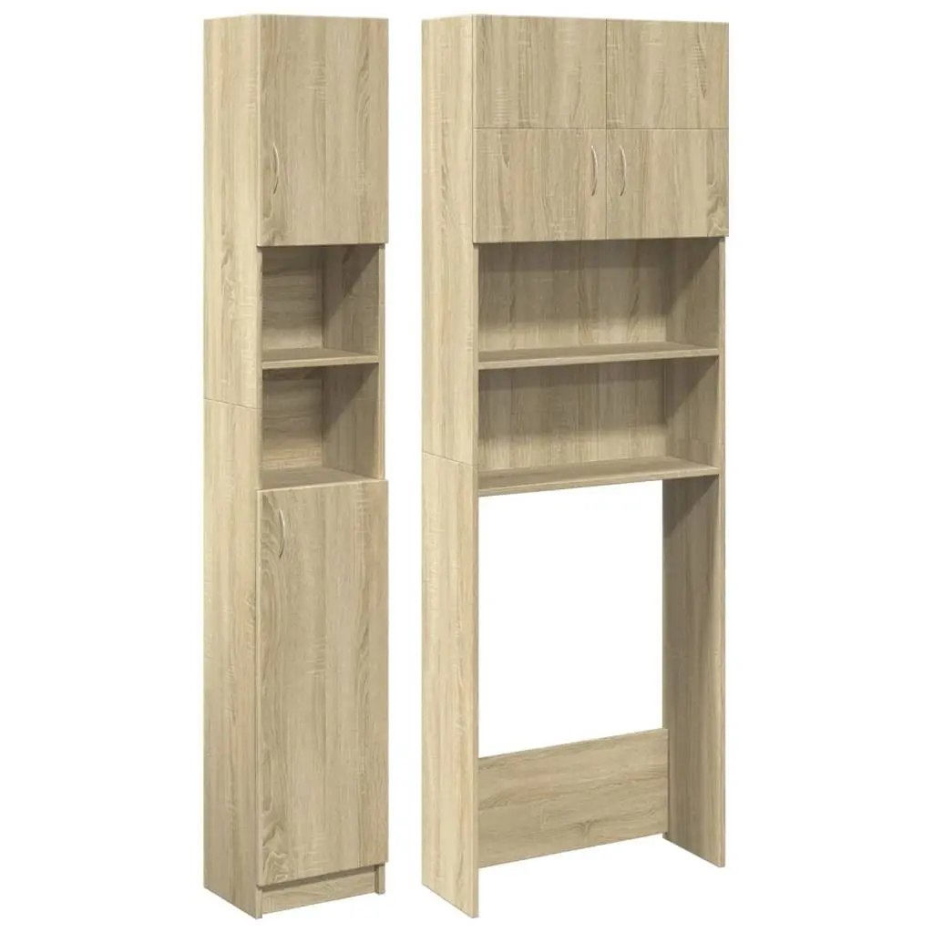 Bathroom Furniture Set Storage Cabinet Above Washing Machine 2pcs Brown Sonoma Oak
