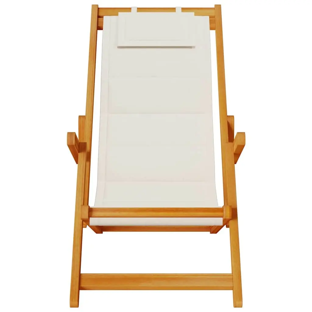 Folding Beach Chair Set 2 pcs Adjustable Reclining Brown Acacia Wood Outdoor Garden Patio Seating