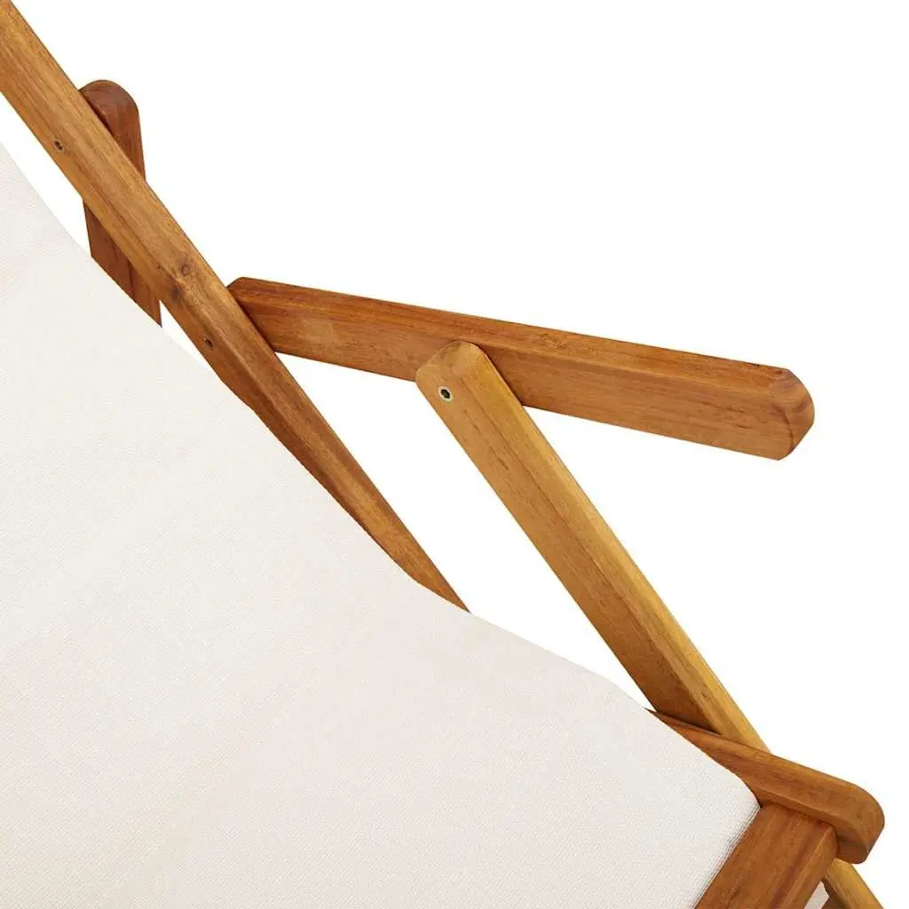 Folding Beach Chair Set 2 pcs Adjustable Reclining Brown Acacia Wood Outdoor Garden Patio Seating