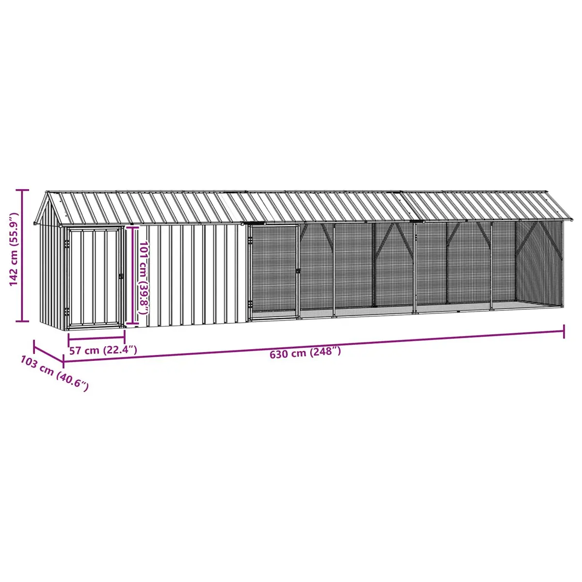 Bird Cage Outdoor Large Anthracite Galvanised Steel 630x103x142cm