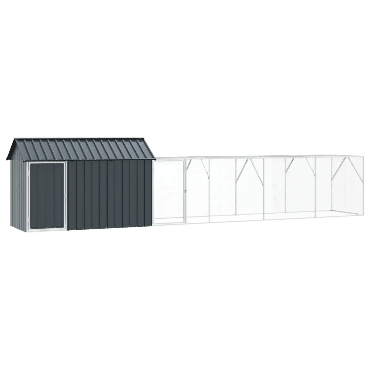 Bird Cage Outdoor Rectangular Anthracite Galvanised Steel Garden Aviary Shelter