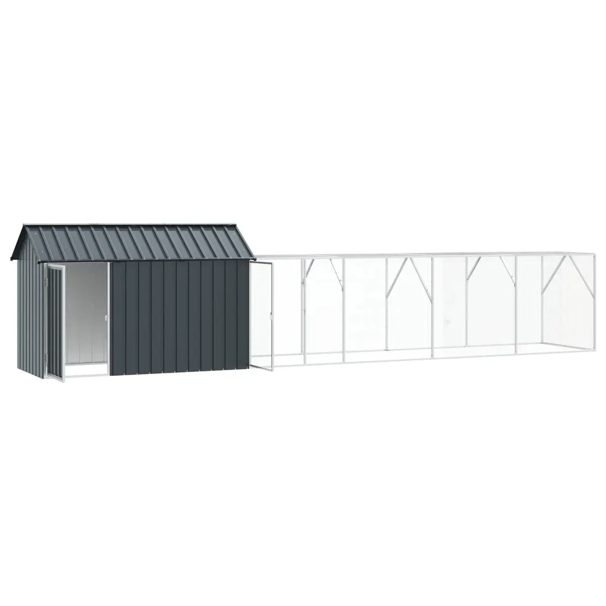 Bird Cage Outdoor Rectangular Anthracite Galvanised Steel Garden Aviary Shelter