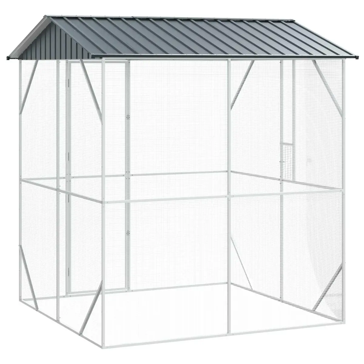 Outdoor Bird Cage Rectangular Anthracite Galvanised Steel Garden Aviary