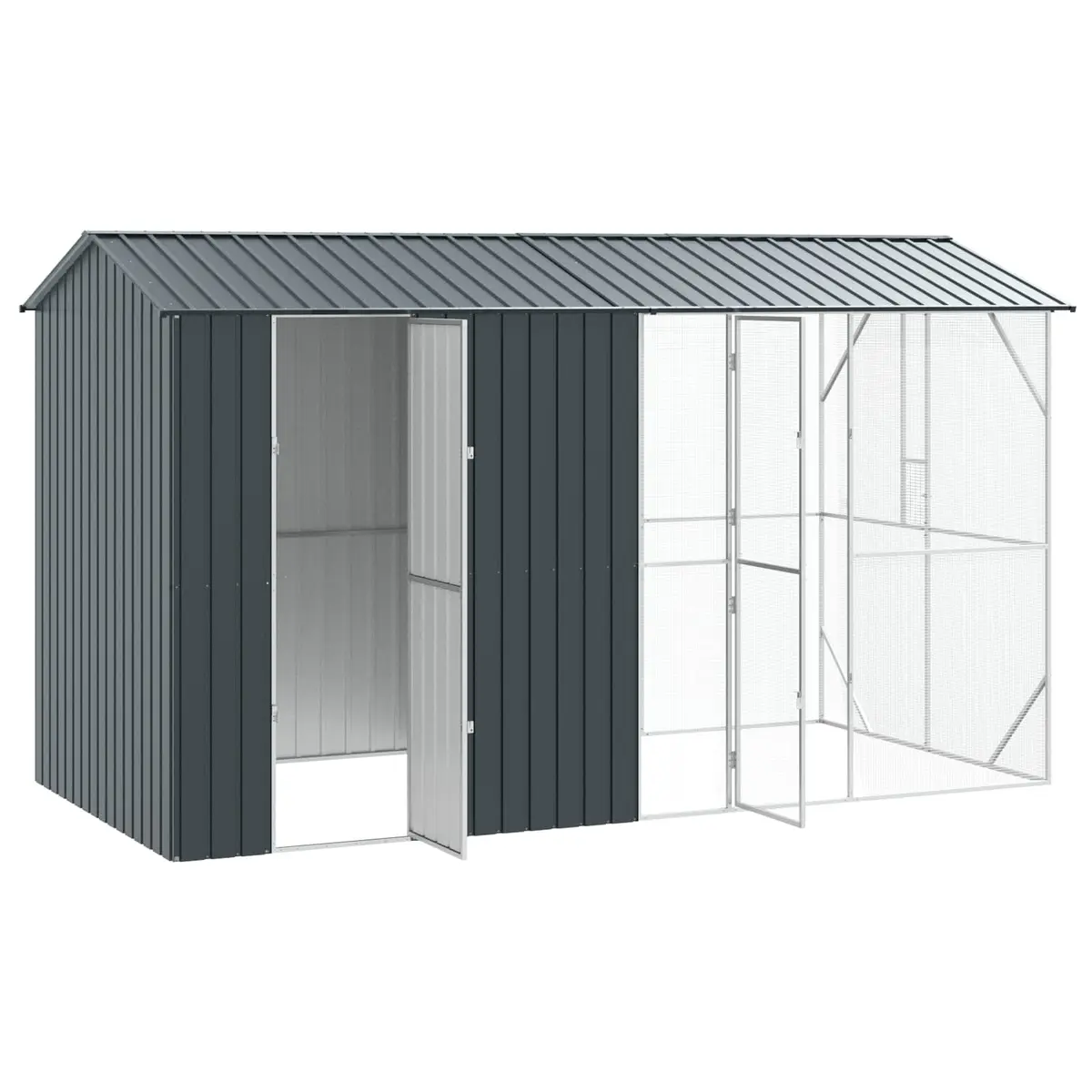 Outdoor Bird Cage Large Anthracite Galvanised Steel Garden Aviary