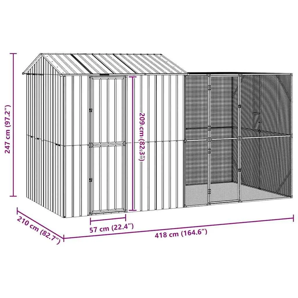 Outdoor Bird Cage Rectangular Large Anthracite Galvanised Steel