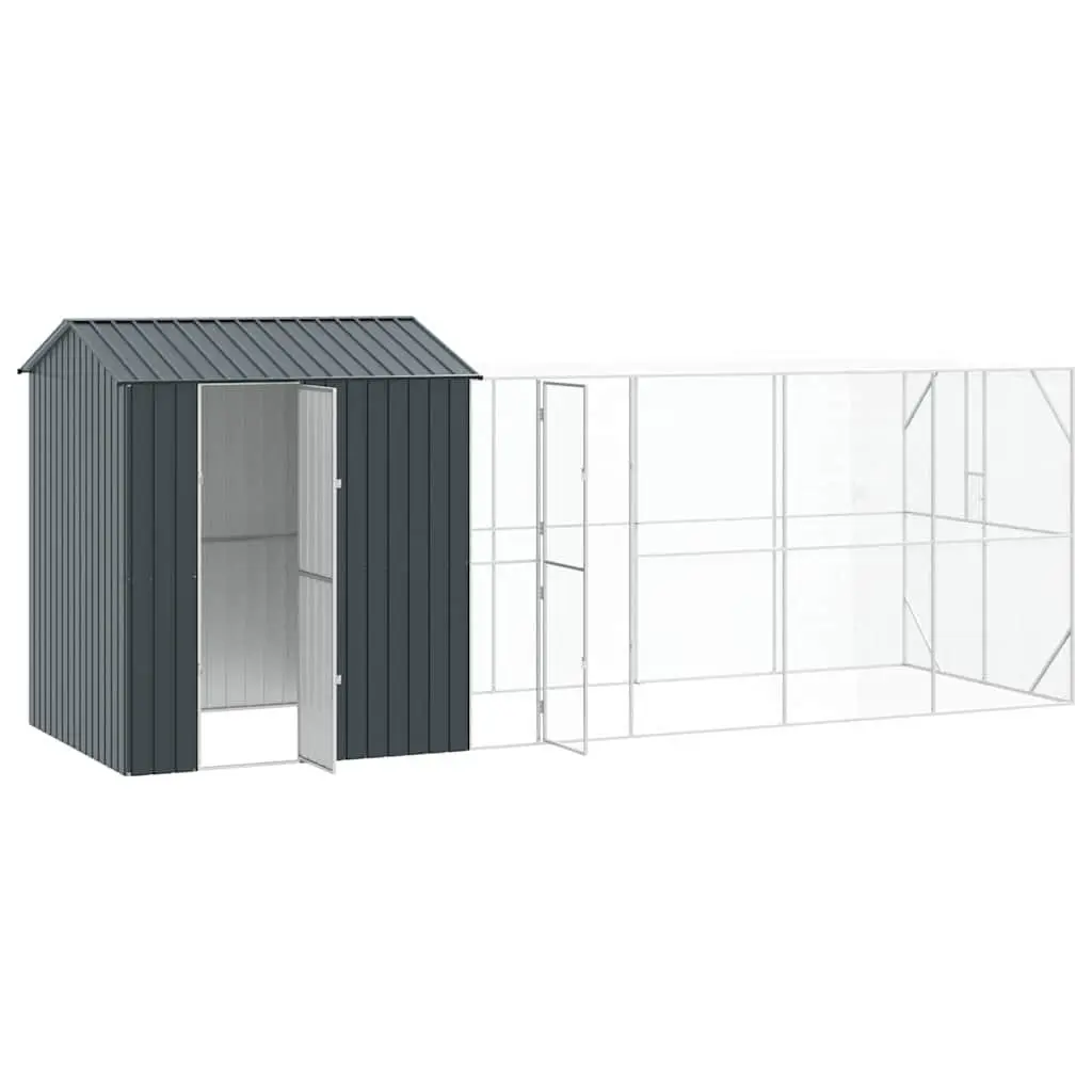 Large Outdoor Bird Cage Aviary 621 x 208 x 247 cm Anthracite Galvanised Steel