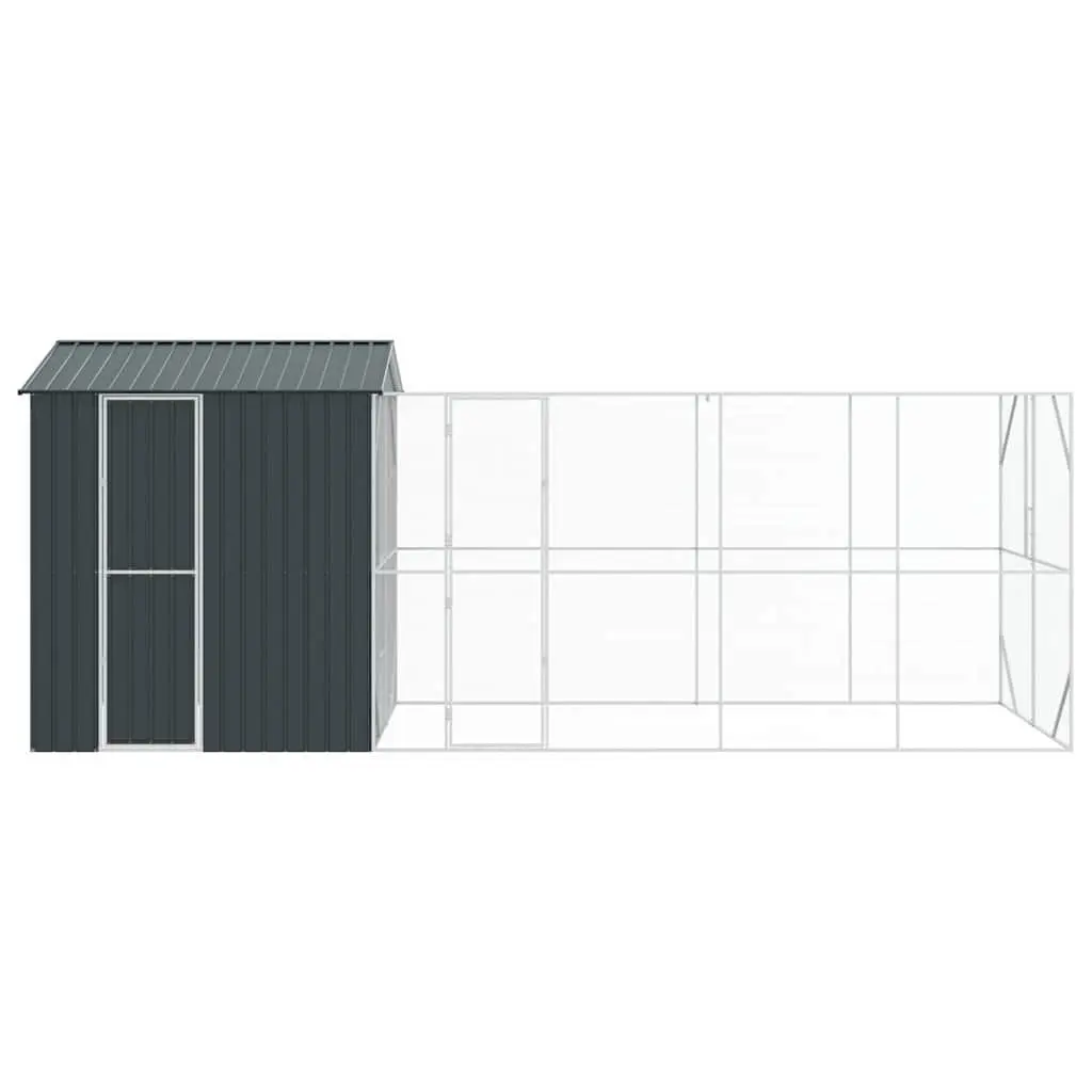 Large Outdoor Bird Cage Aviary 621 x 208 x 247 cm Anthracite Galvanised Steel