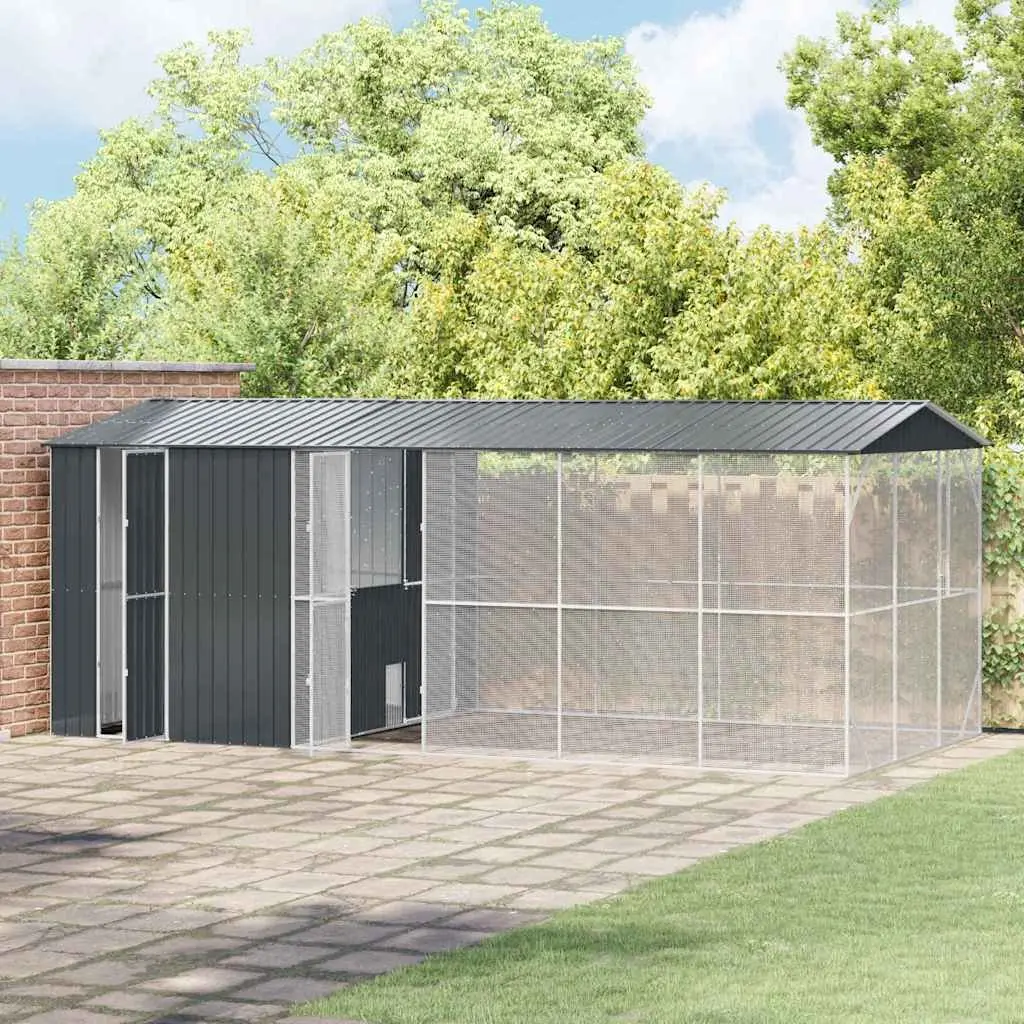 Bird Cage Outdoor Aviary Rectangular Spacious Anthracite Galvanised Steel