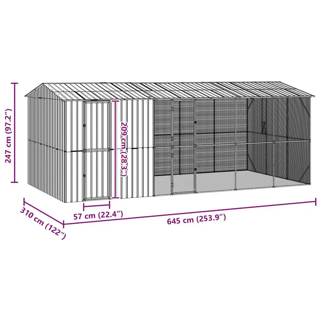 Bird Cage Outdoor Aviary Rectangular Spacious Anthracite Galvanised Steel