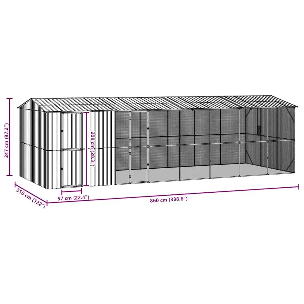 Outdoor Bird Cage Rectangular Garden Aviary Anthracite Galvanised Steel