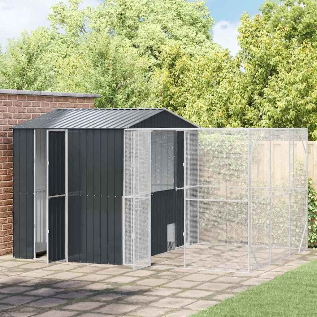 Bird Cage Outdoor Rectangular Anthracite Galvanised Steel Garden Aviary