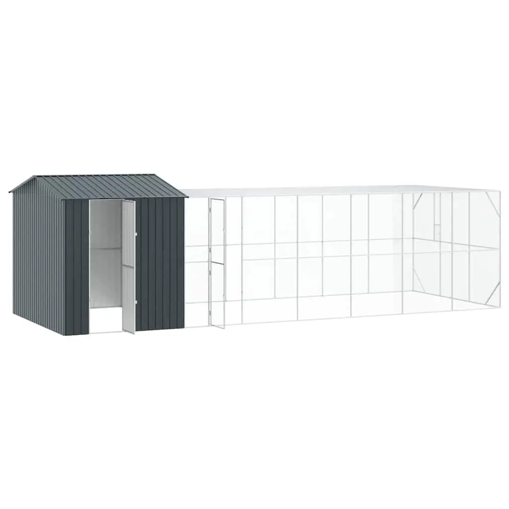 Bird Cage Outdoor Rectangular Aviary Shelter 845 x 304 x 247 cm Anthracite Galvanised Steel