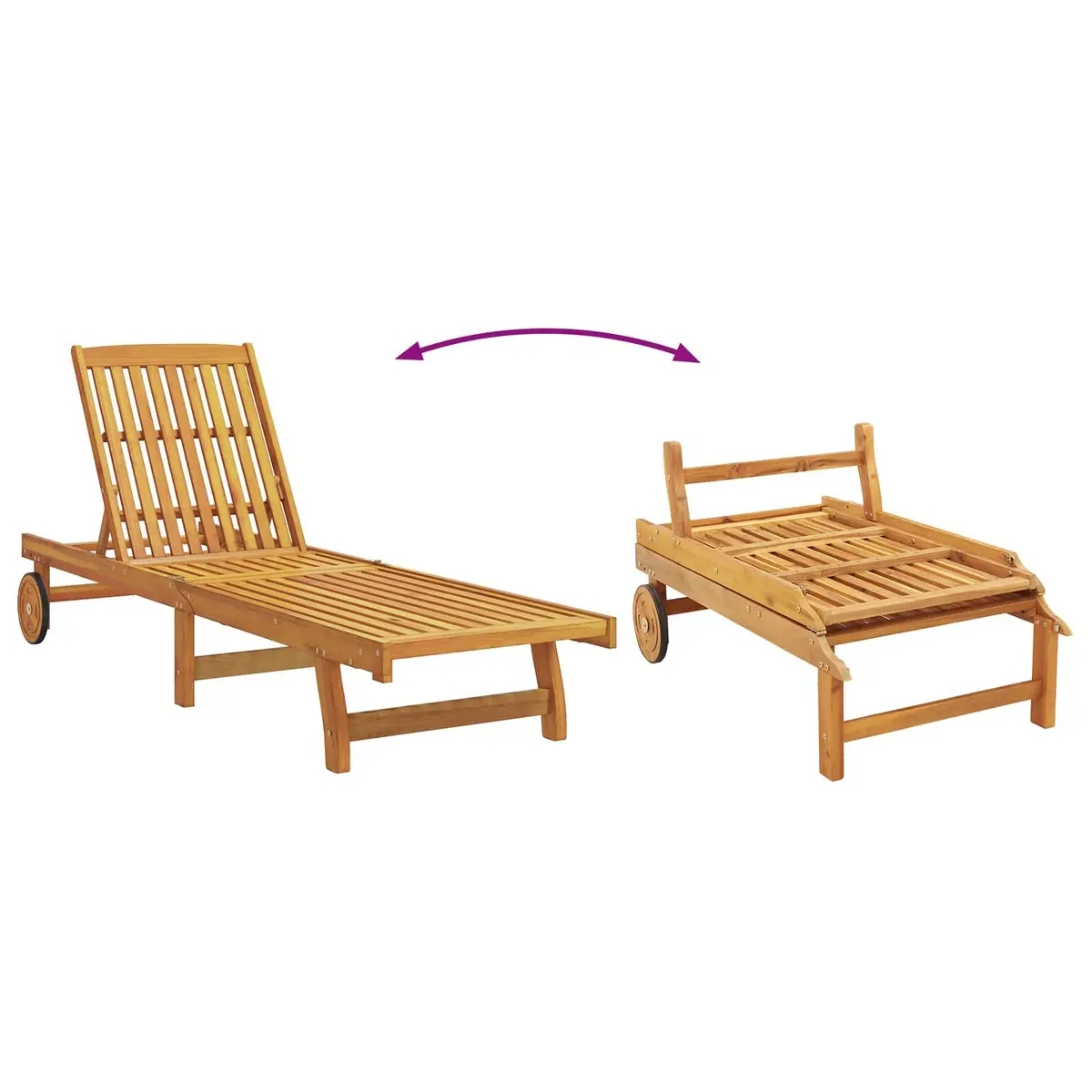 Adjustable Backrest Sun Loungers 2 Piece Brown Solid Acacia Wood Garden Outdoor