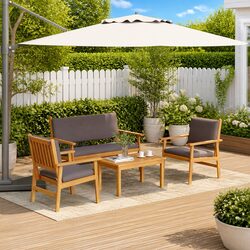 Outdoor Garden Sofa Set 4 Pieces Brown Modern Patio Seating Balcony Furniture