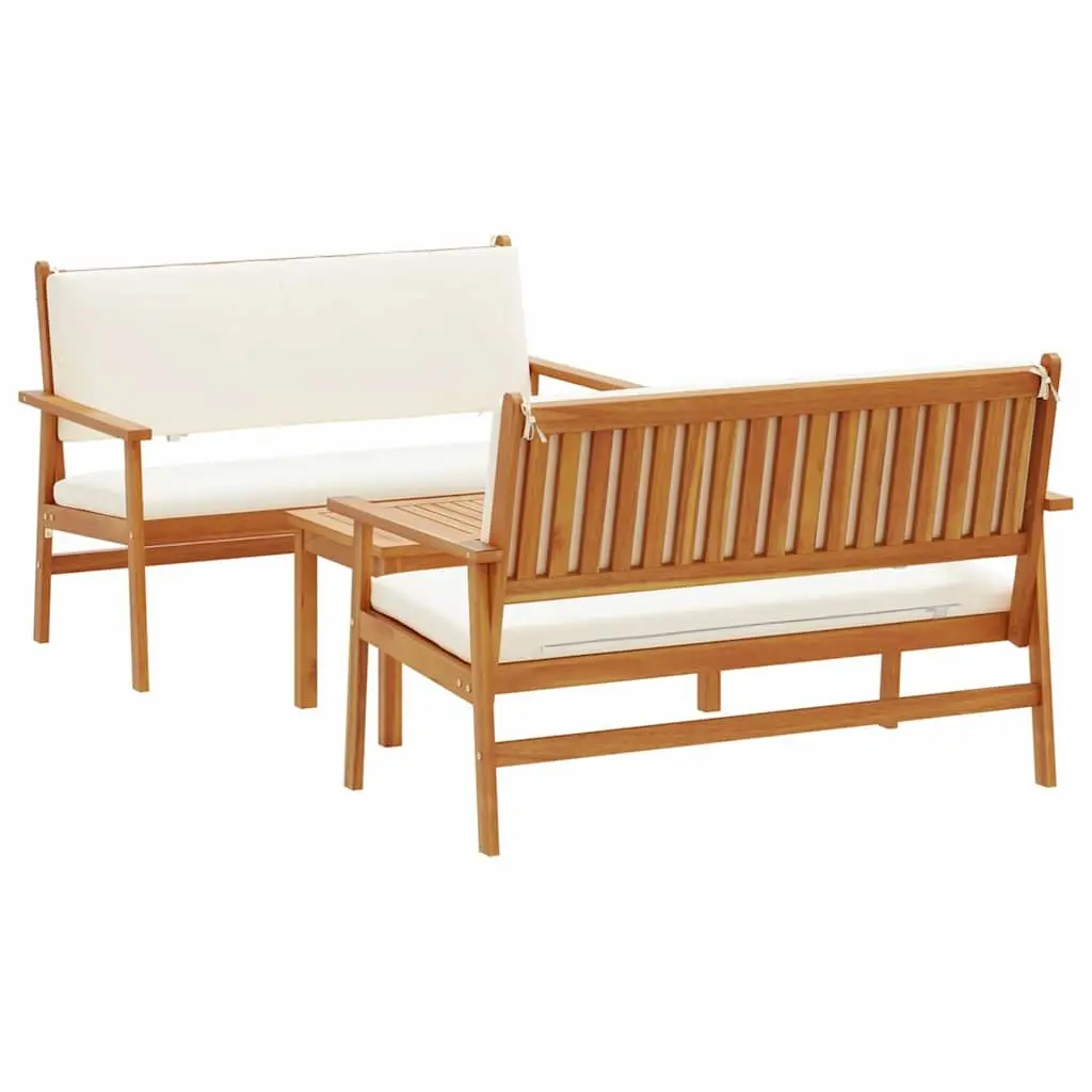 Outdoor Garden Sofa Set 3 Piece Brown Wood Patio Furniture Lounge Chair