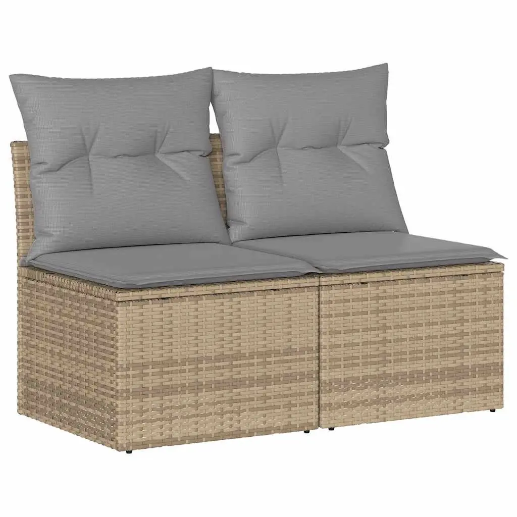 Garden Sofa Set 2 Piece Outdoor Furniture Beige Rattan Patio Seating with