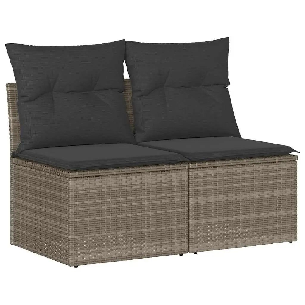 Garden Sofa Set 2 Piece Outdoor Furniture Grey Poly Rattan with Cushions