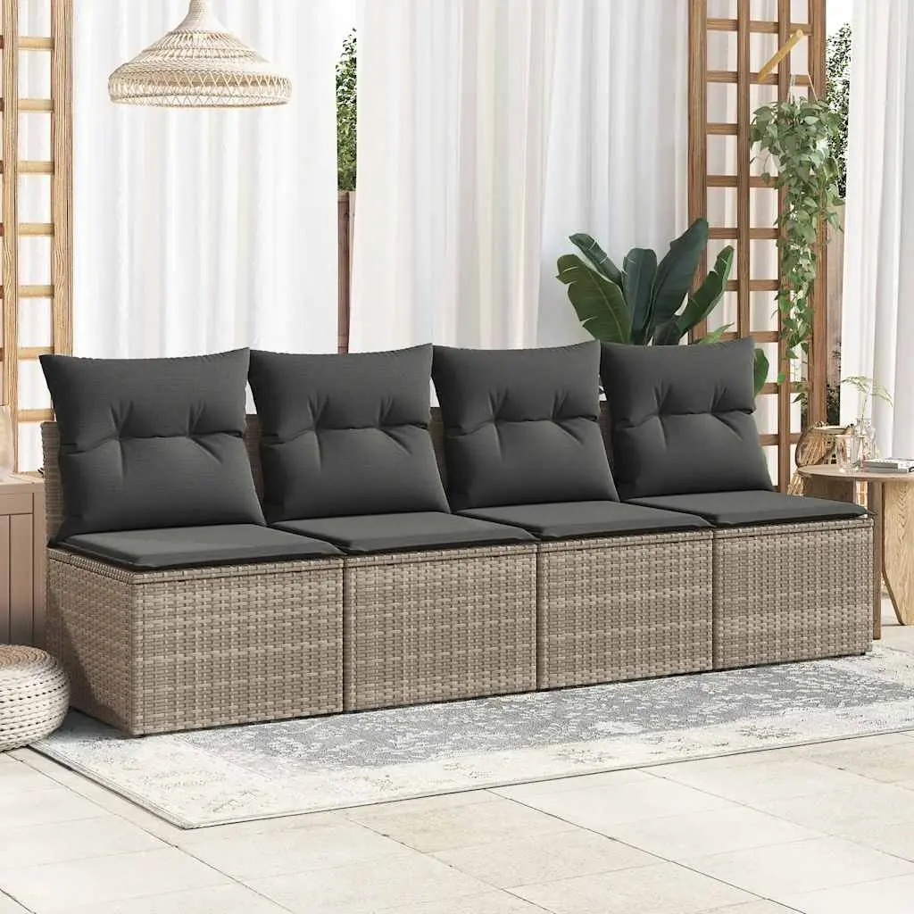 Garden Sofa Set 2 Piece Outdoor Furniture Grey Poly Rattan with Cushions