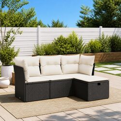 Reliable 4-Piece Outdoor Furniture Set with Black Cushions