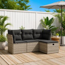 Grey Garden Sofa Set with Modular Design and Storage