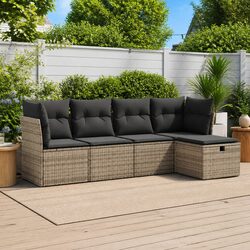 Comfortable 5-Piece Grey Garden Sofa Set with Storage Options