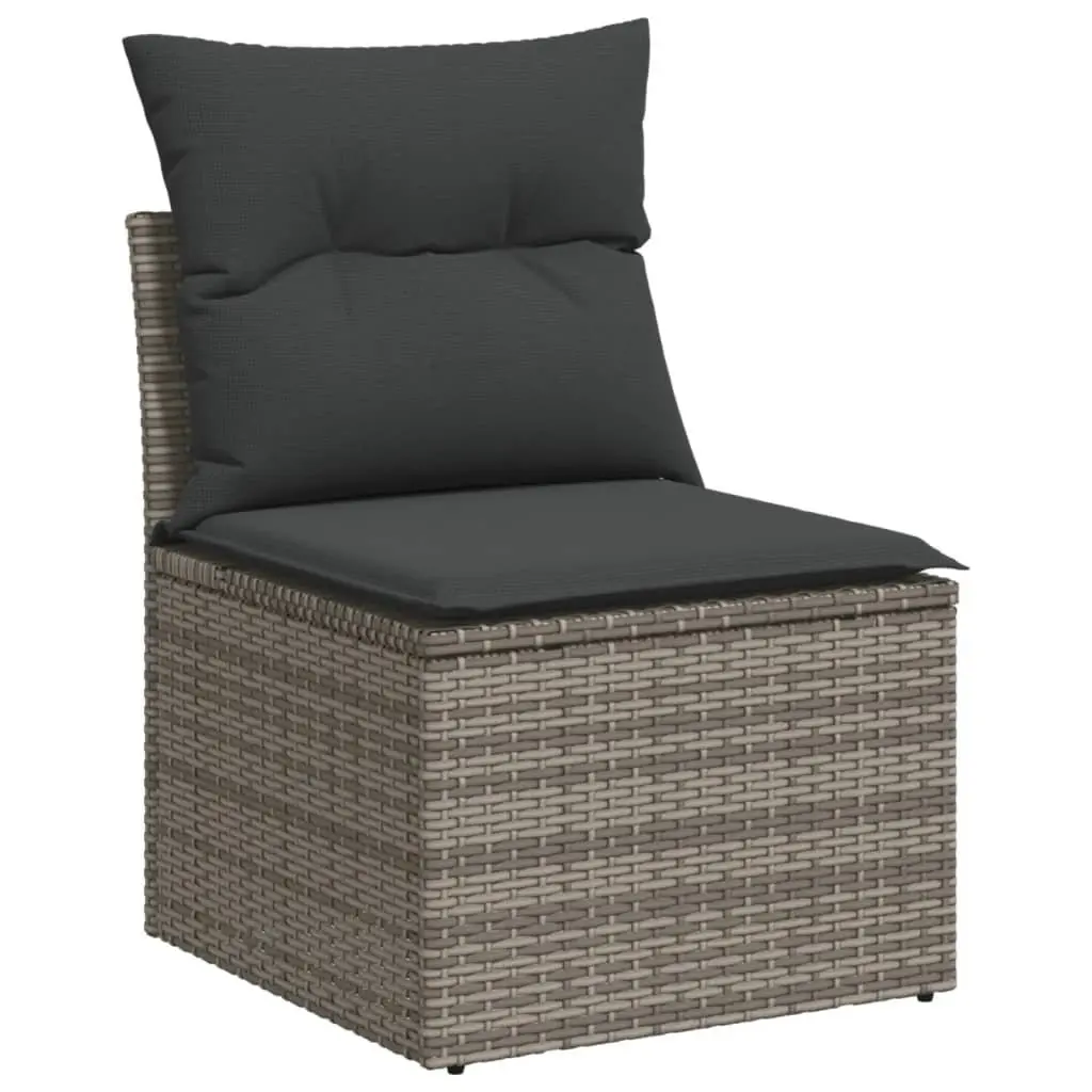 Garden Sofa Set 5 Piece Outdoor Furniture Grey Poly Rattan Modular with Storage