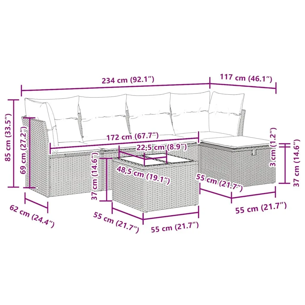 6-Piece Garden Sofa Set