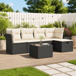 Value and Comfort: 6-Piece Black Rattan Sofa Set for Outdoors