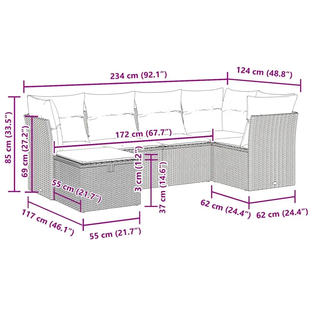 6 Piece Outdoor Sofa Set with Storage