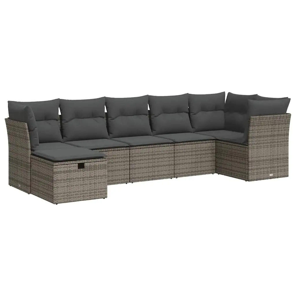 Garden Sofa Set 7 Piece Outdoor Furniture Modular Patio Seating Grey Poly Rattan