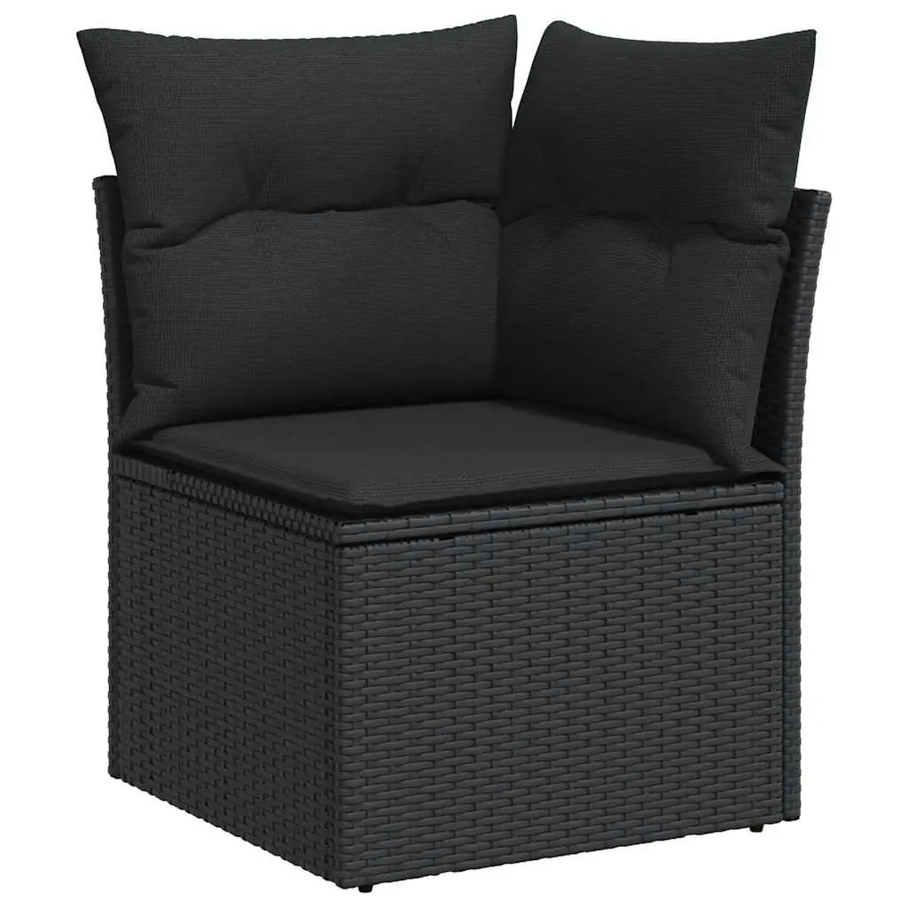 Outdoor Sofa Set 6 Piece Modular Garden Furniture Black Poly Rattan