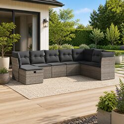 Comfortable 8 Piece Garden Sofa Set in Grey Rattan