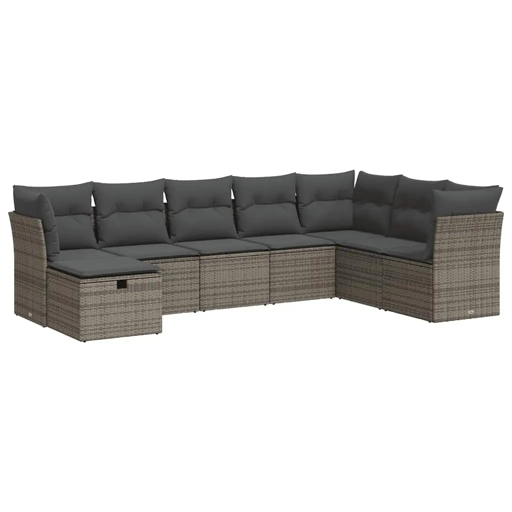 Garden Sofa Set 8 Piece Outdoor Furniture Modular Grey Poly Rattan
