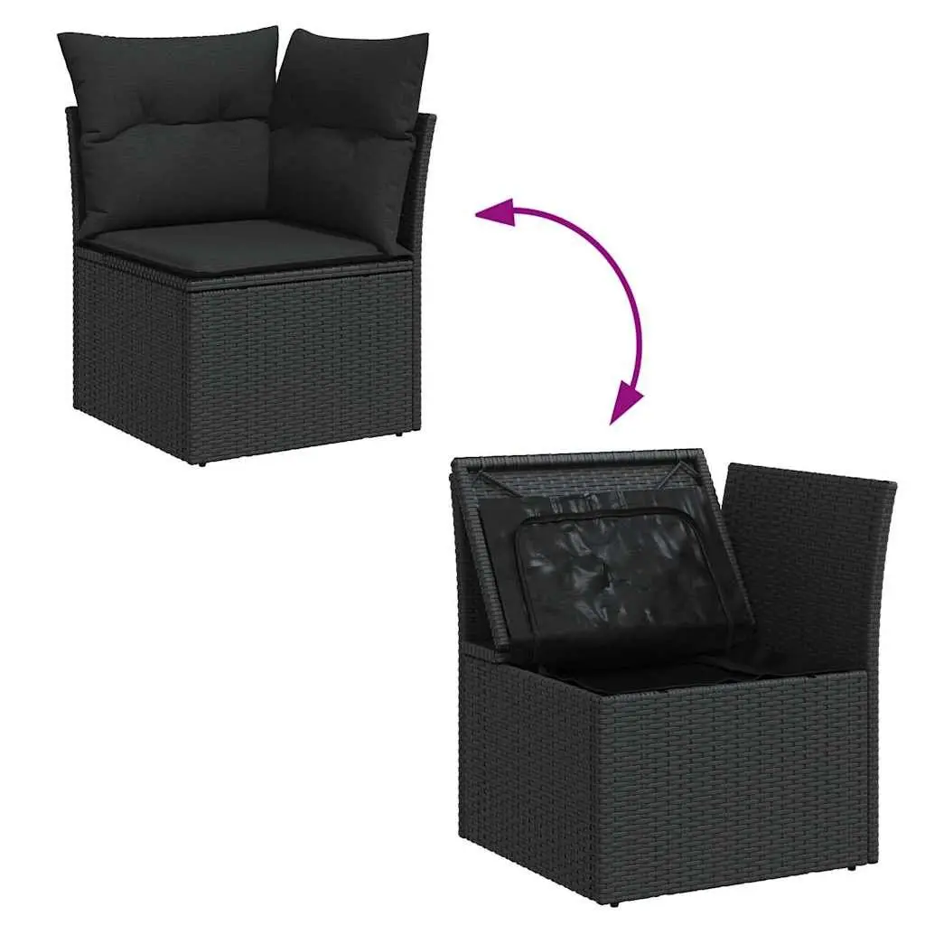 Garden Sofa Set 9 Piece Outdoor Furniture Modular Lounge Black Poly Rattan