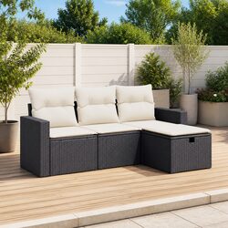 Comfortable 4-Piece Black Garden Sofa Set for Outdoor Use
