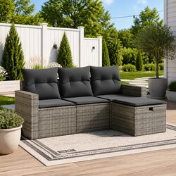Reliable 4 Piece Grey Poly Rattan Outdoor Sofa Set