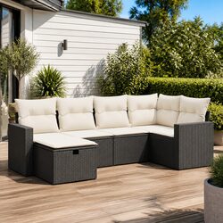 Comfortable 6 Piece Garden Sofa Set with Storage