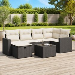 Comfortable 7 Piece Black Garden Sofa Set for Outdoor Enjoyment