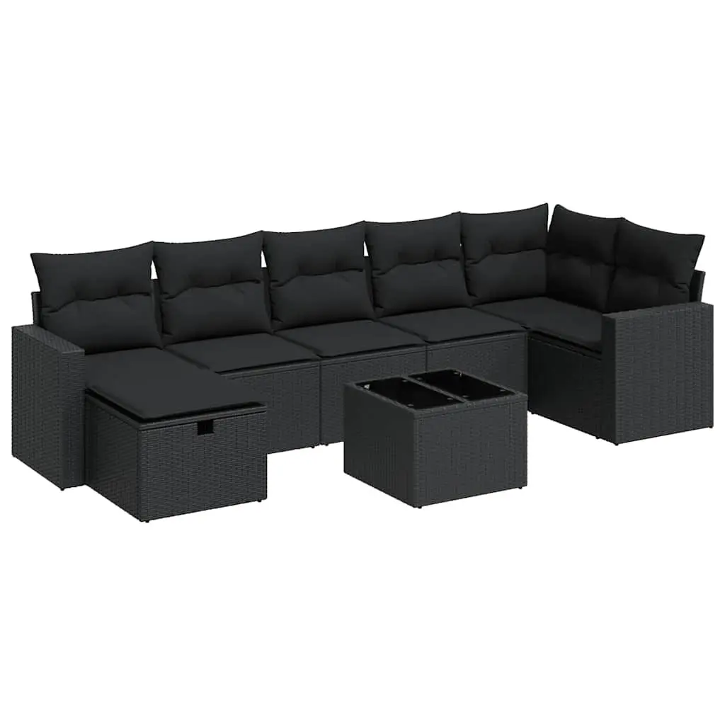 Garden Sofa Set 8 Piece Outdoor Furniture Modular Patio Lounge Cushions Black
